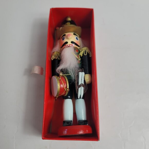 Vintage Santa's Workbench Nutcracker Toy Soldier in Uniform with Drums - Picture 11 of 11
